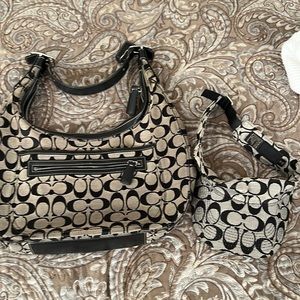 Coach black and white signature C bag and visor.  Price is for both.